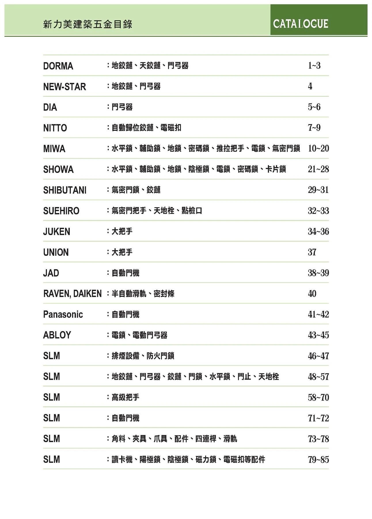 新力美產品型錄 第 1 頁
